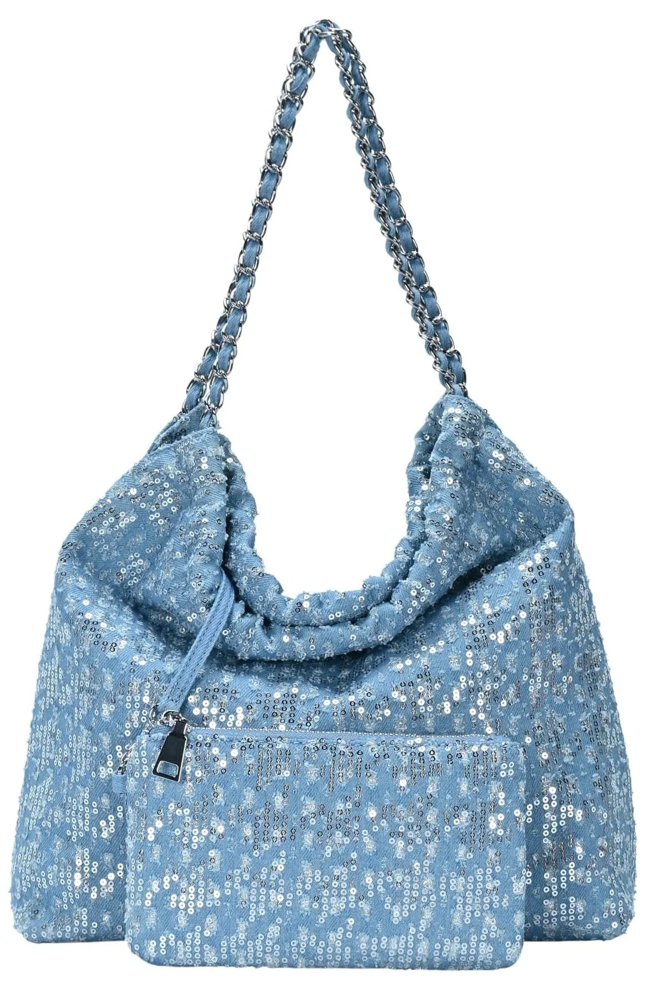 BGS6561 Rachelle Sequin Hobo Bag With Wristlet