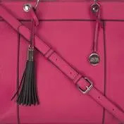 Fuschia Ring Handle Tassel Tote Bag