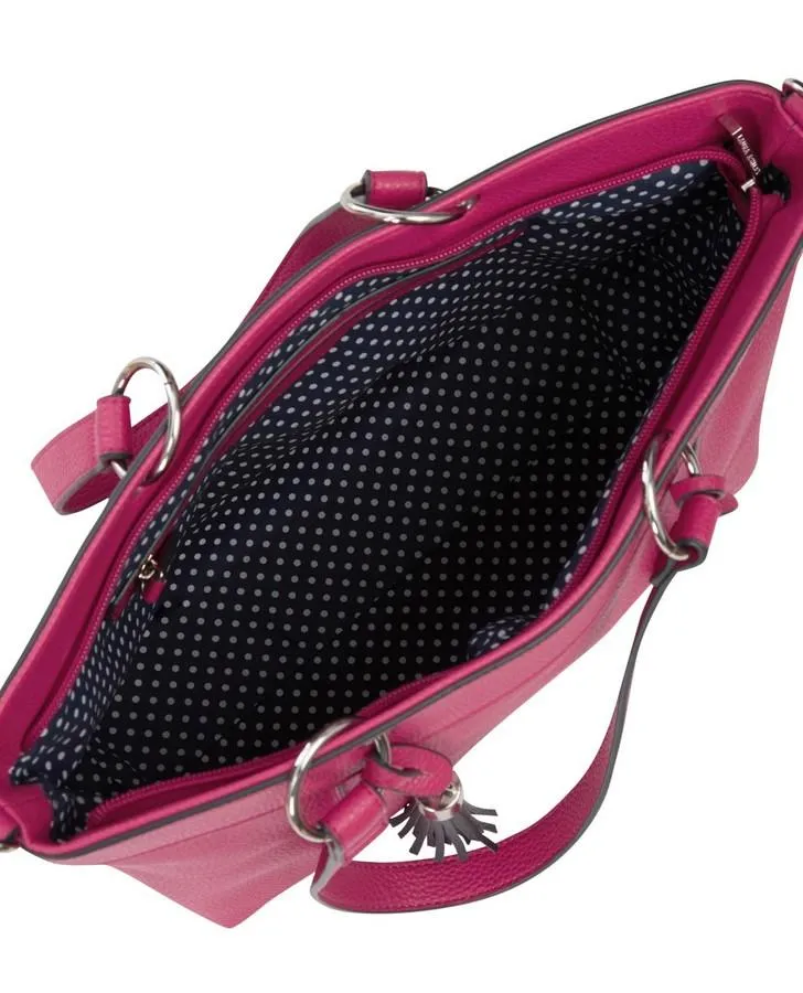 Fuschia Ring Handle Tassel Tote Bag