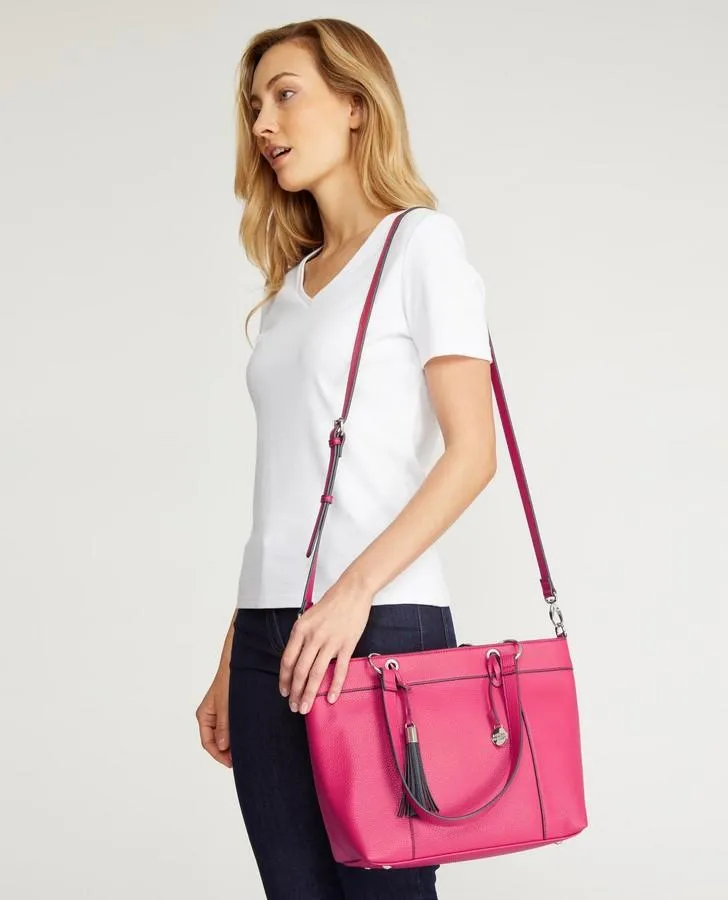 Fuschia Ring Handle Tassel Tote Bag